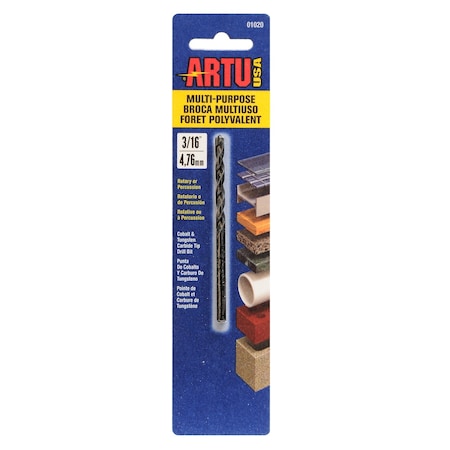 Artu Drill Bit, Multi-Purpose, 3/16" x 3-1/2" 01020